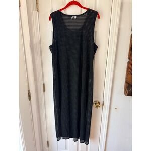 DKNY Beachwear Black Mesh Cover Up Maxi Dress XL